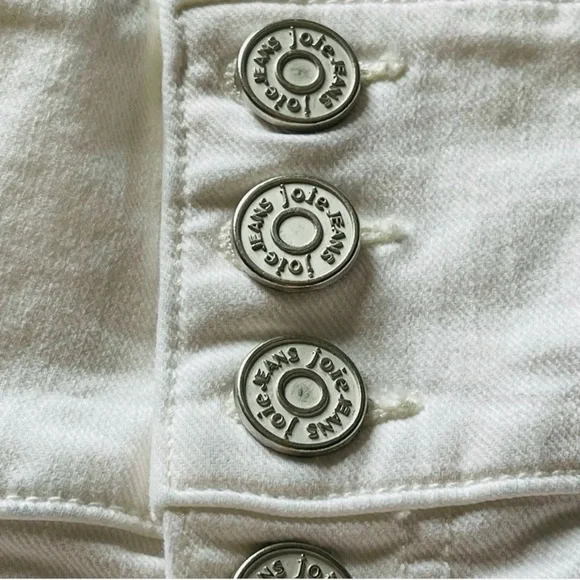 Joie Ultra High Waist Straight Leg Cropped Denim Jeans Button Fly White Size 32 - Picture 10 of 14